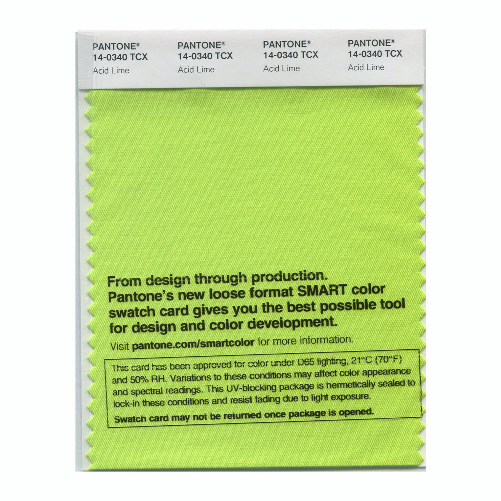 Pantone Cotton Swatch 14-0340 Acid Lime