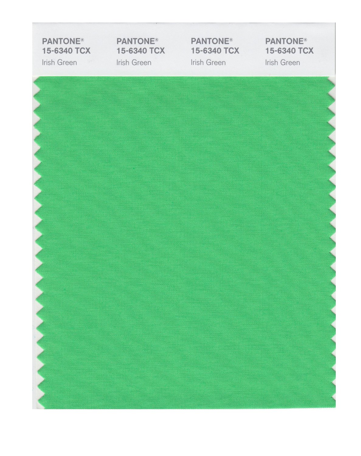 Pantone Cotton Swatch 15-6340 Irish Green