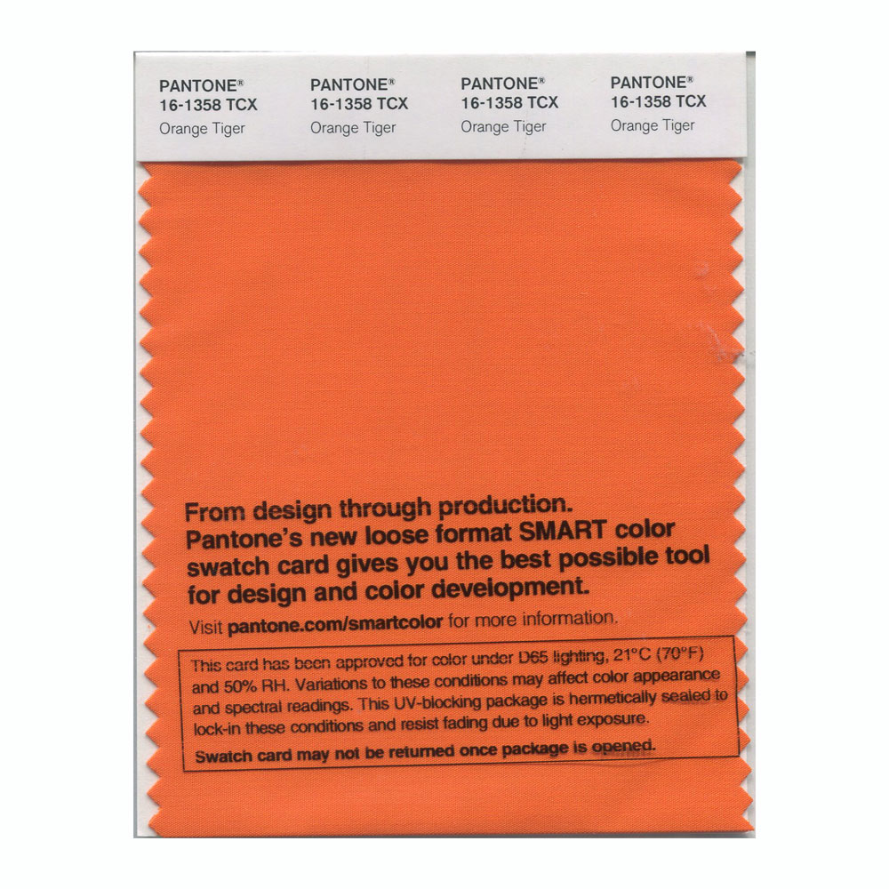 Pantone Cotton Swatch 16-1358 Orange Tiger