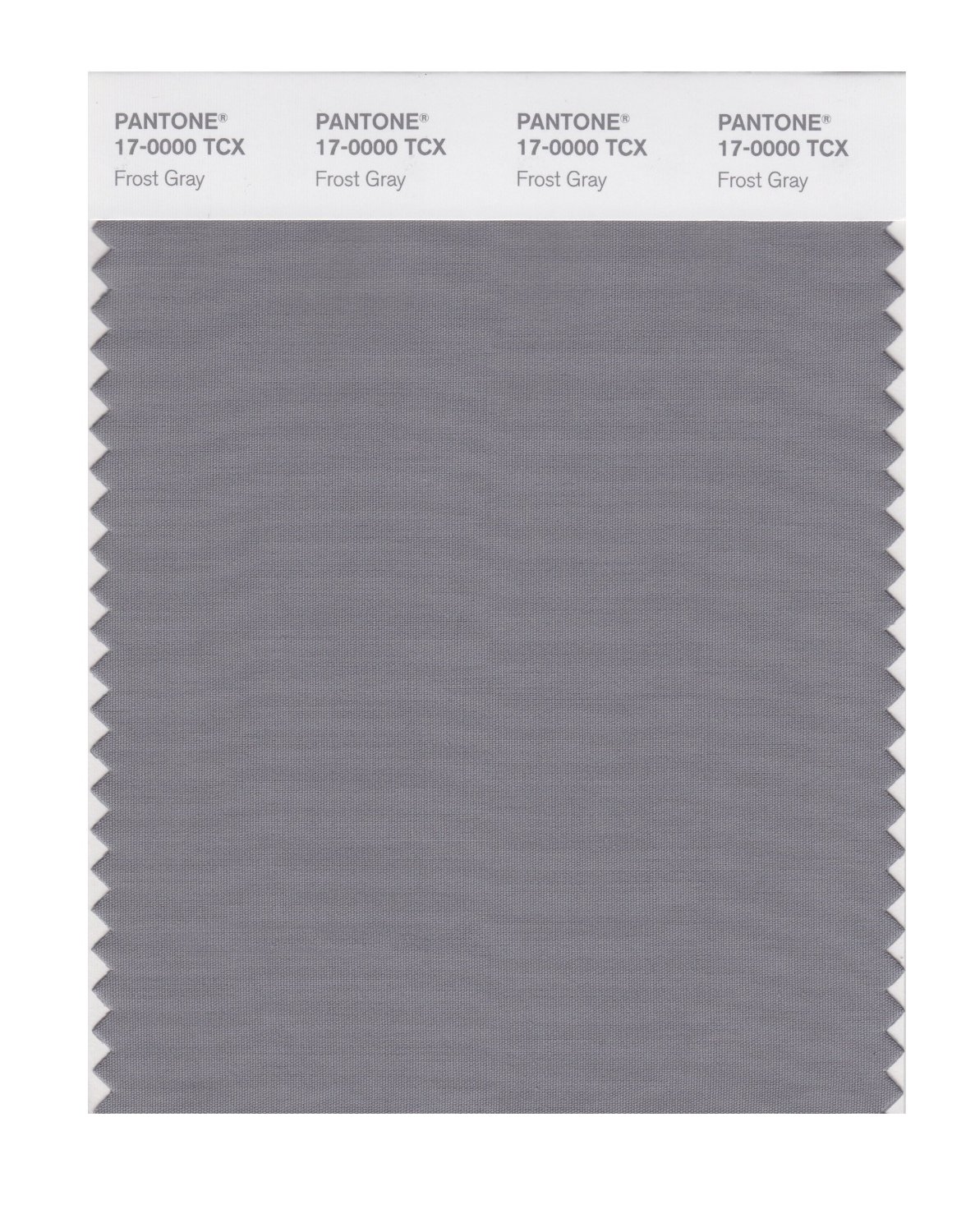 Pantone Cotton Swatch 17-0000 Frost Gray