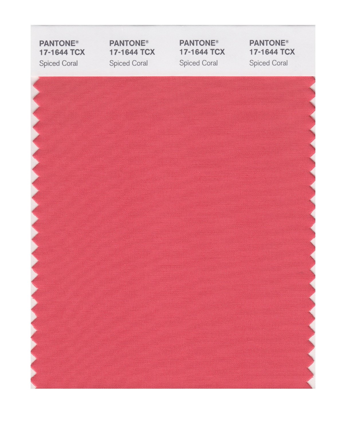 Pantone Cotton Swatch 17-1644 Spiced Coral