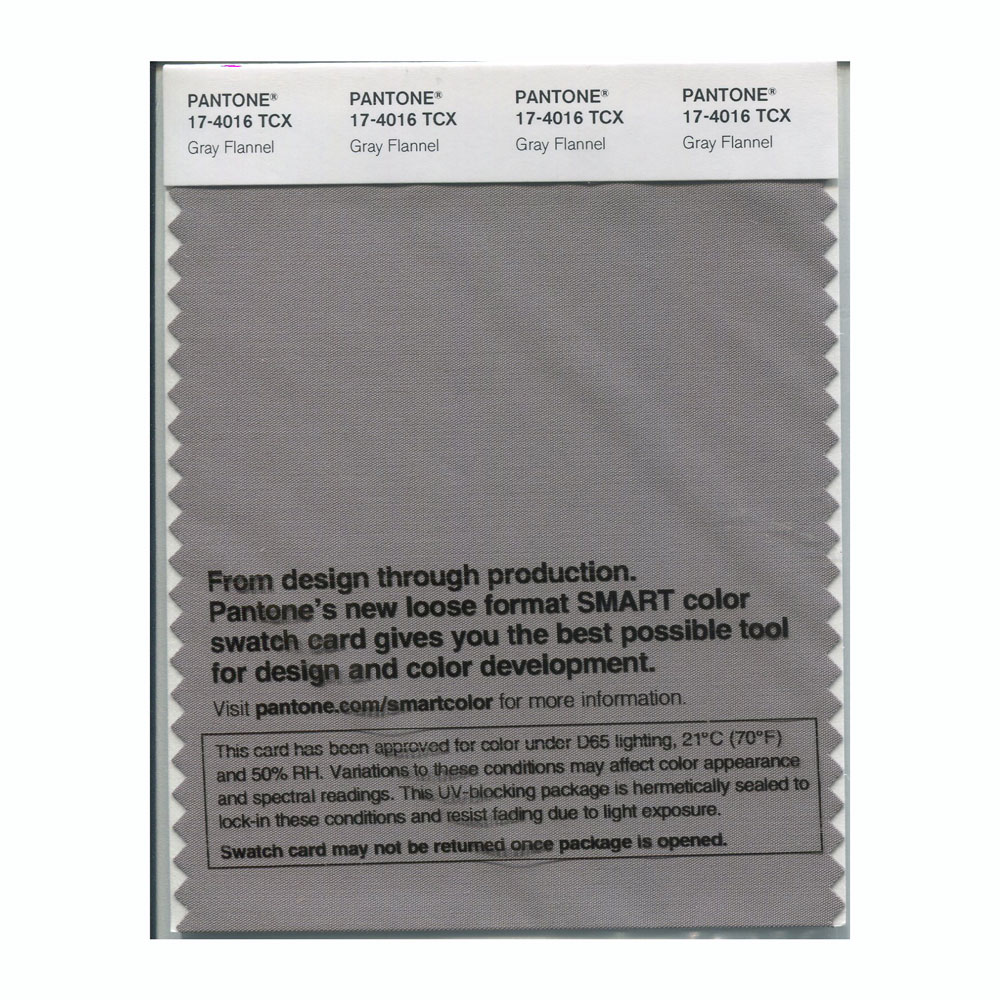 Pantone Cotton Swatch 17-4016 Gray Flannel