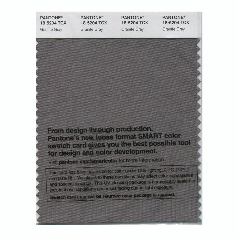 Pantone Cotton Swatch 18-5204 Granite Gray