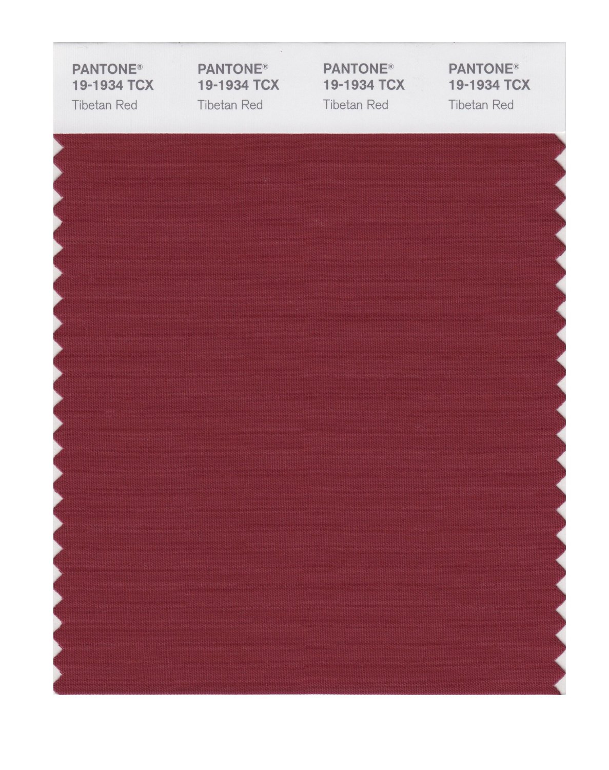 Pantone Cotton Swatch 19-1934 Tibetan Red