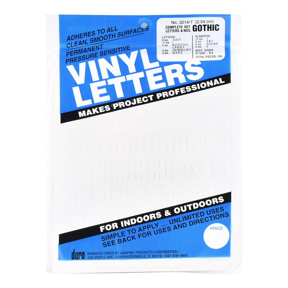 Duro Vinyl Letters/Numbers 1 in Gothic White