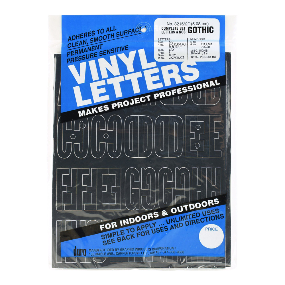 Duro Vinyl Letters/Numbers 2 in Gothic Black