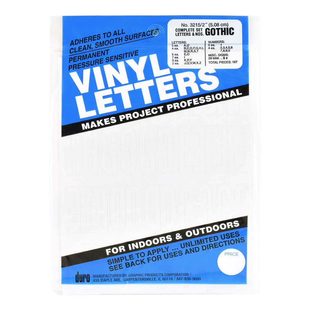 Duro Vinyl Letters/Numbers 2-in Gothic White