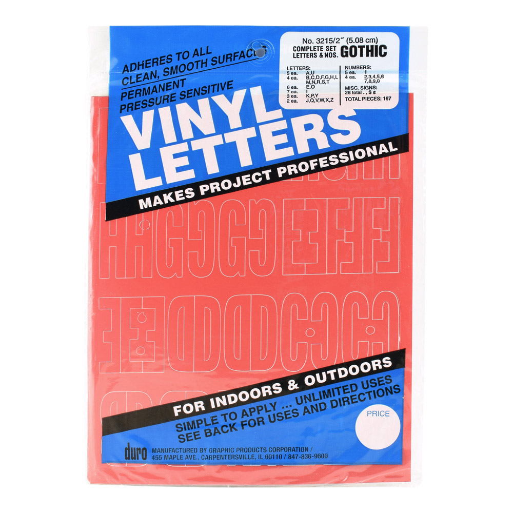Duro Vinyl Letters/Numbers 2 in Gothic Red