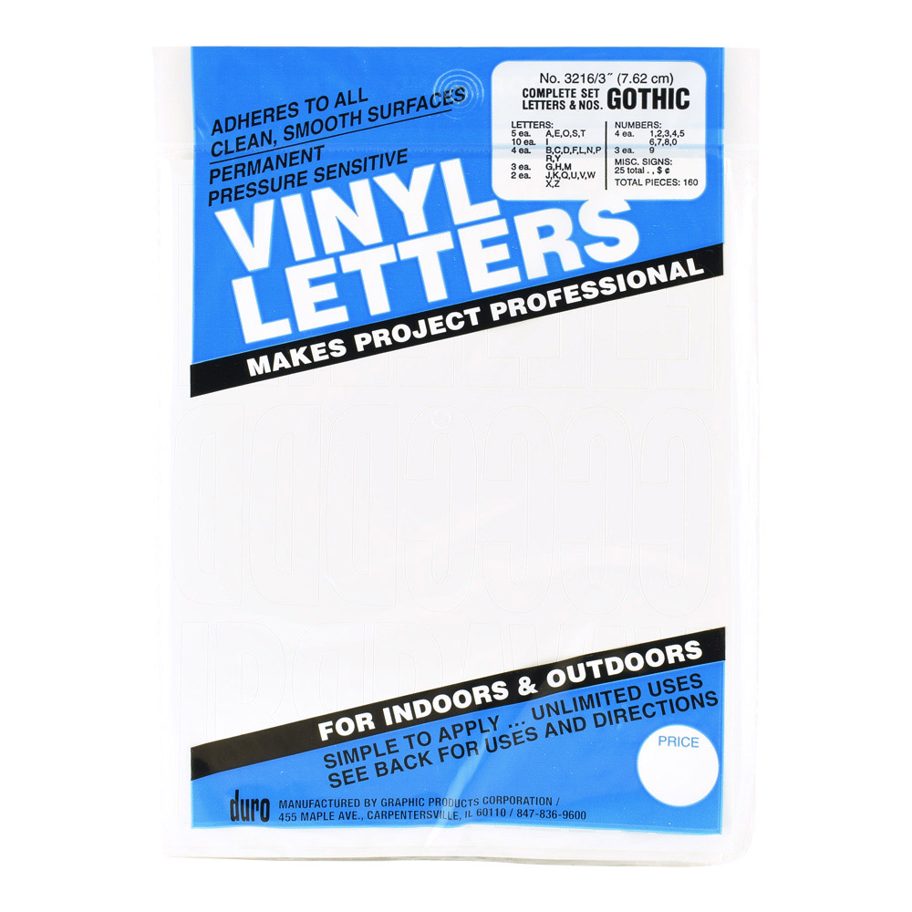 Duro Vinyl Letters/Numbers 3-in Gothic White