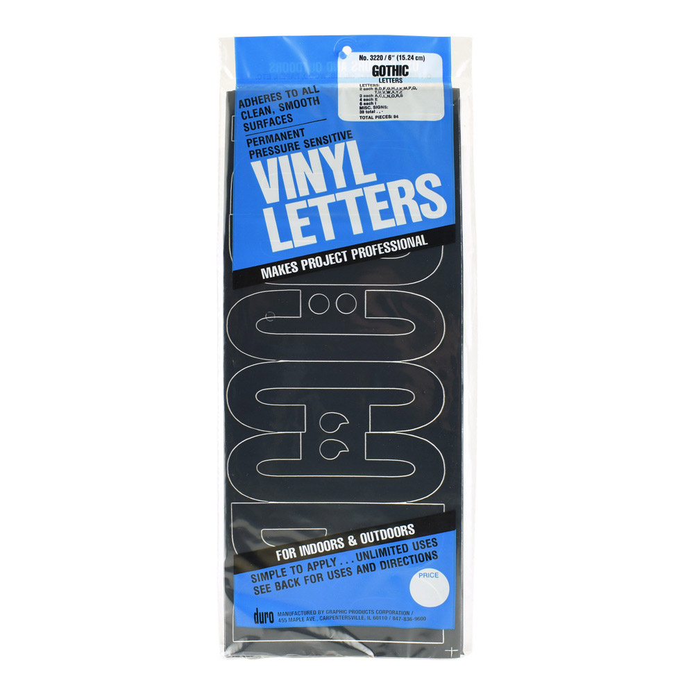 Duro Vinyl Lettering Set 6-inch Gothic Black