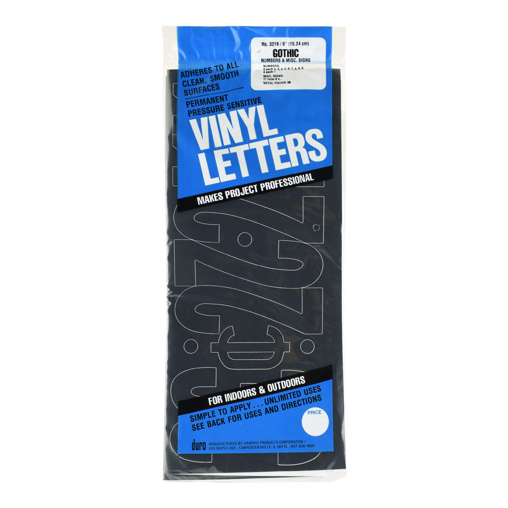 Duro Vinyl Numbers Set 6-inch Gothic Black