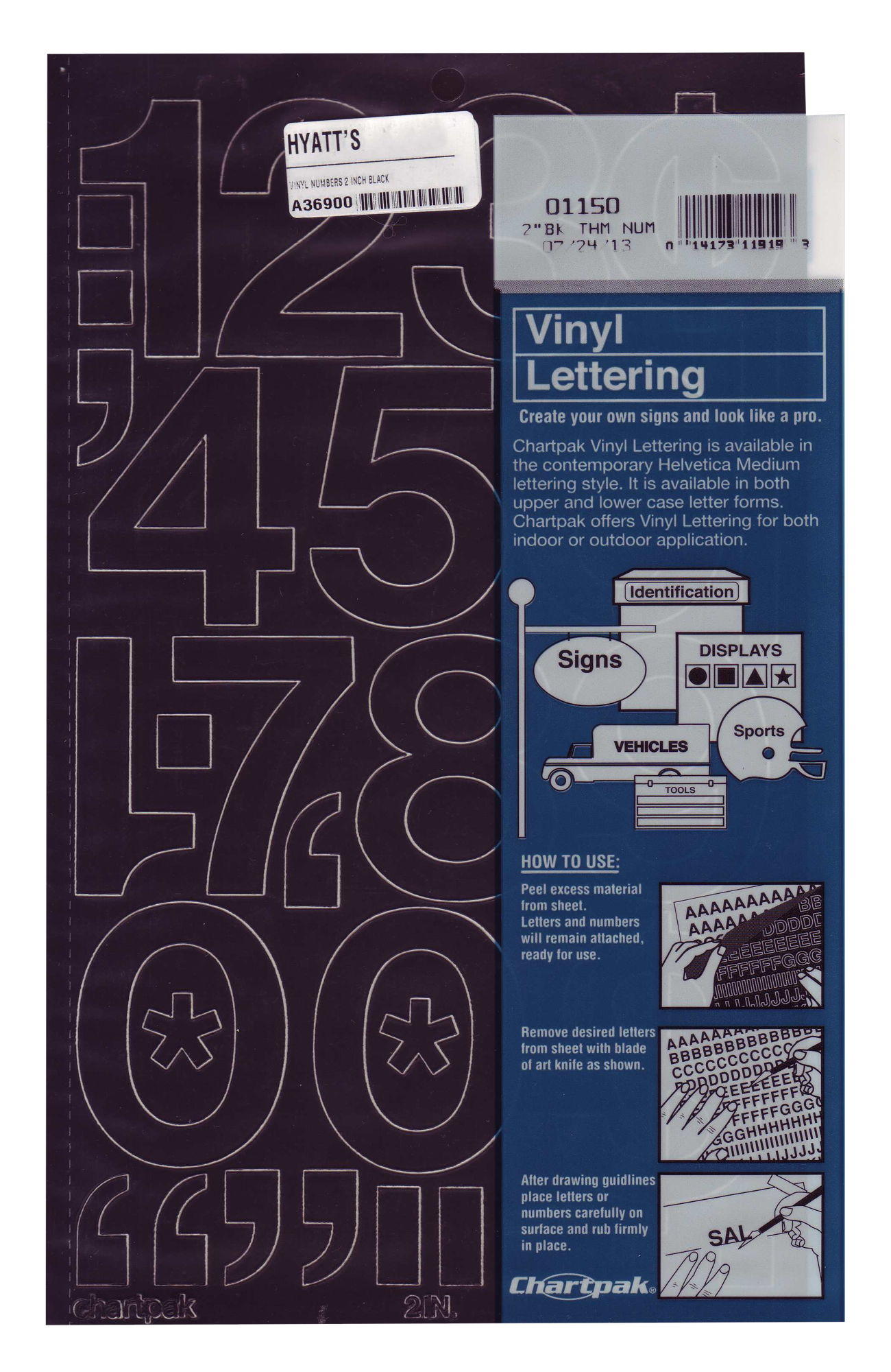 Vinyl 2 inch Numbers Black