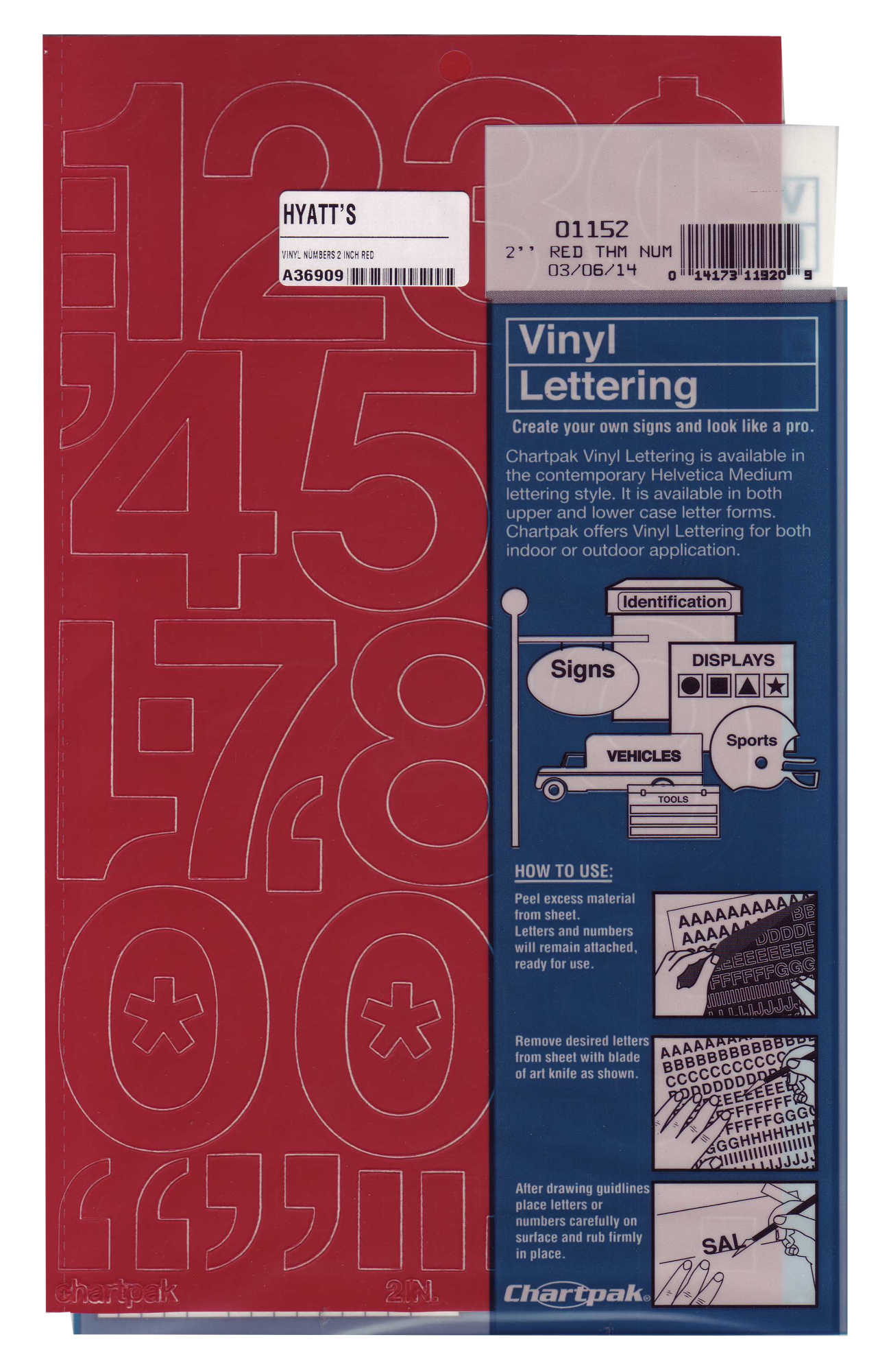 Vinyl 2 inch Numbers Red