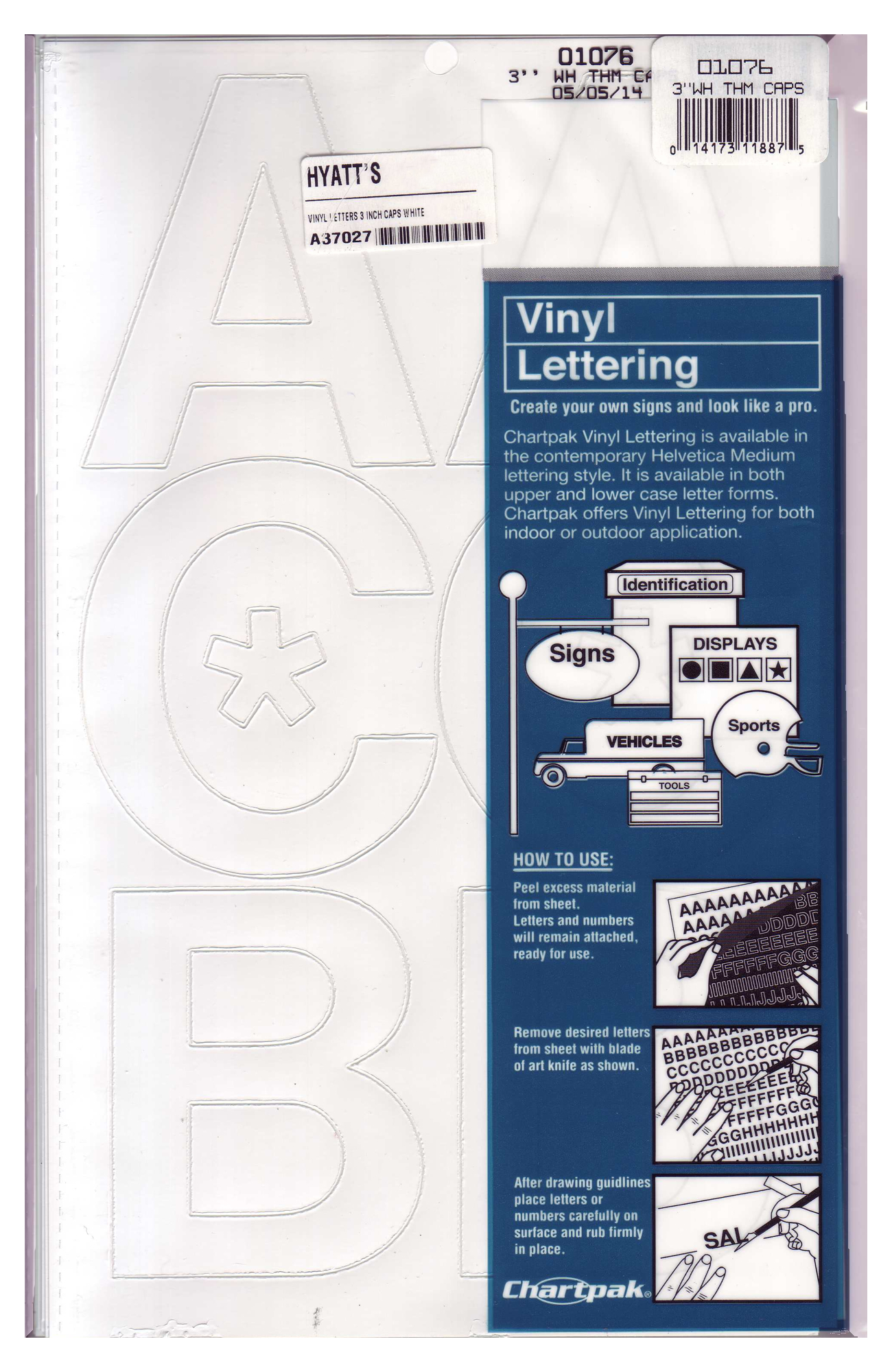 Vinyl 3 inch Capital Letters White