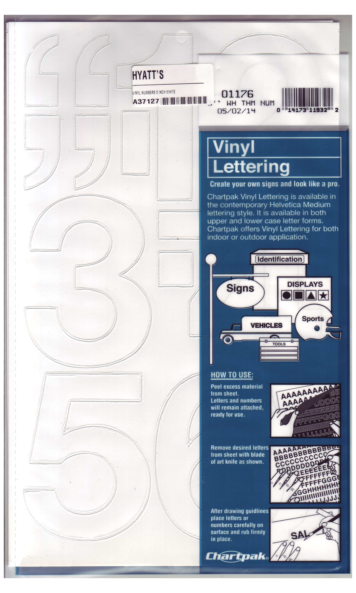 Vinyl 3 inch Numbers White