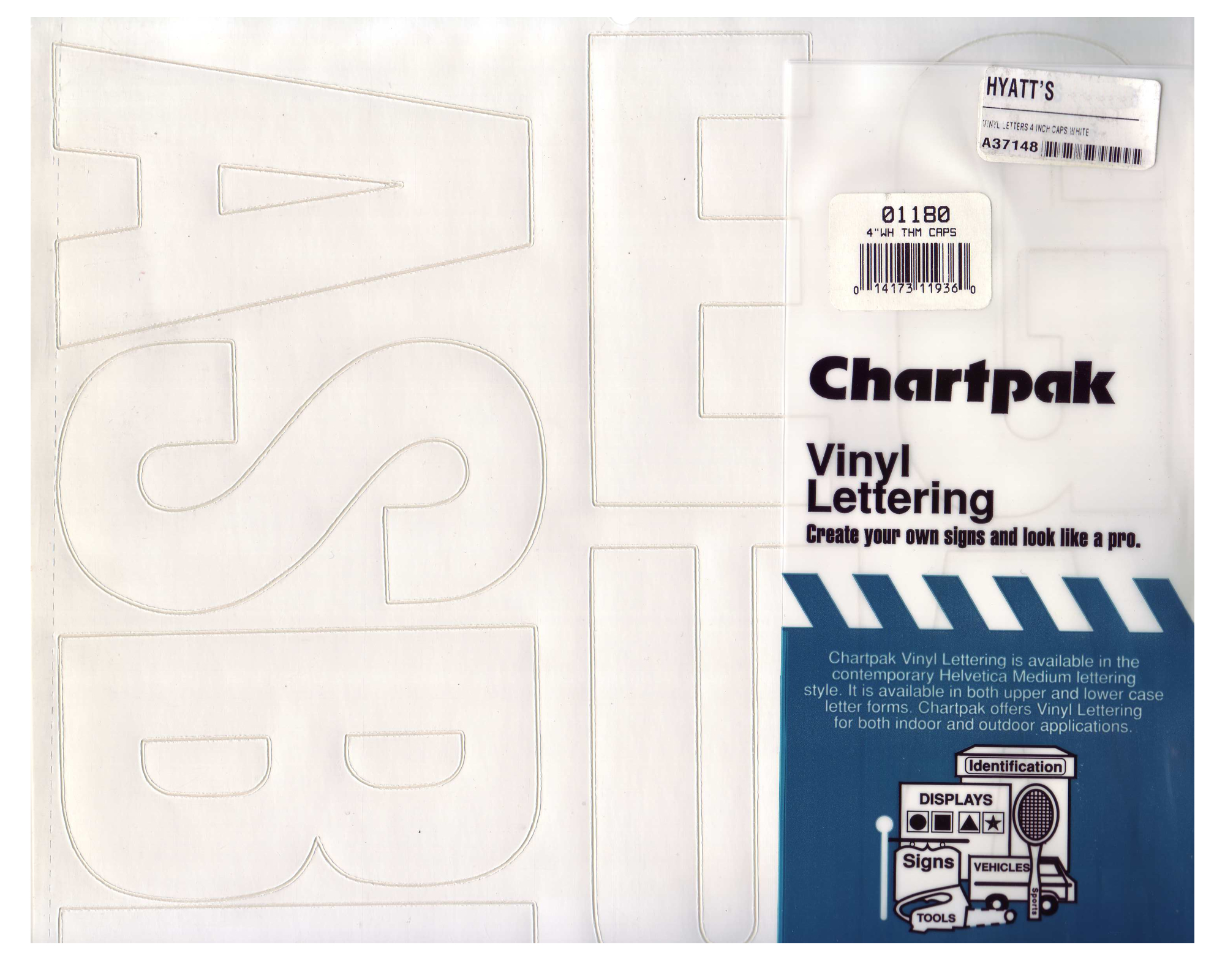 Vinyl 4 inch Capital Letters White