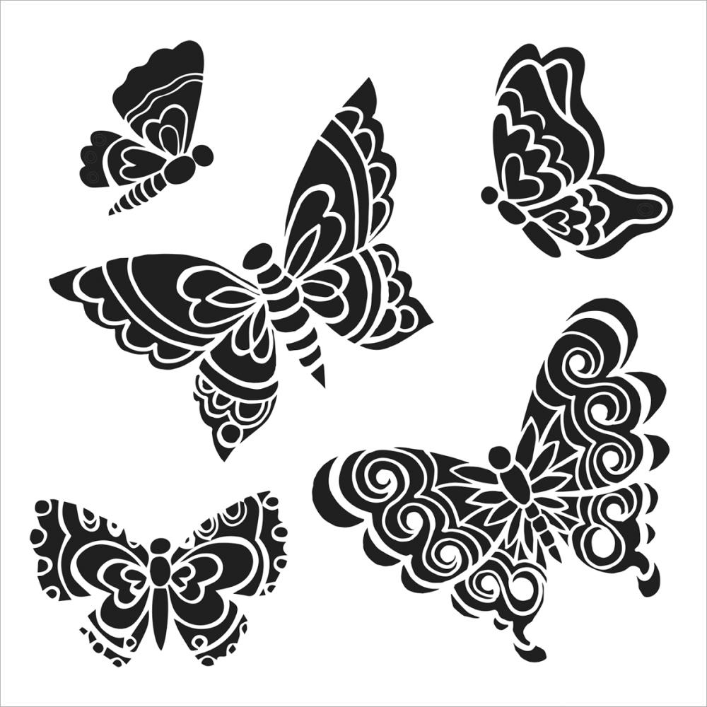 Stencil 6in x 6in Solid Butterflies