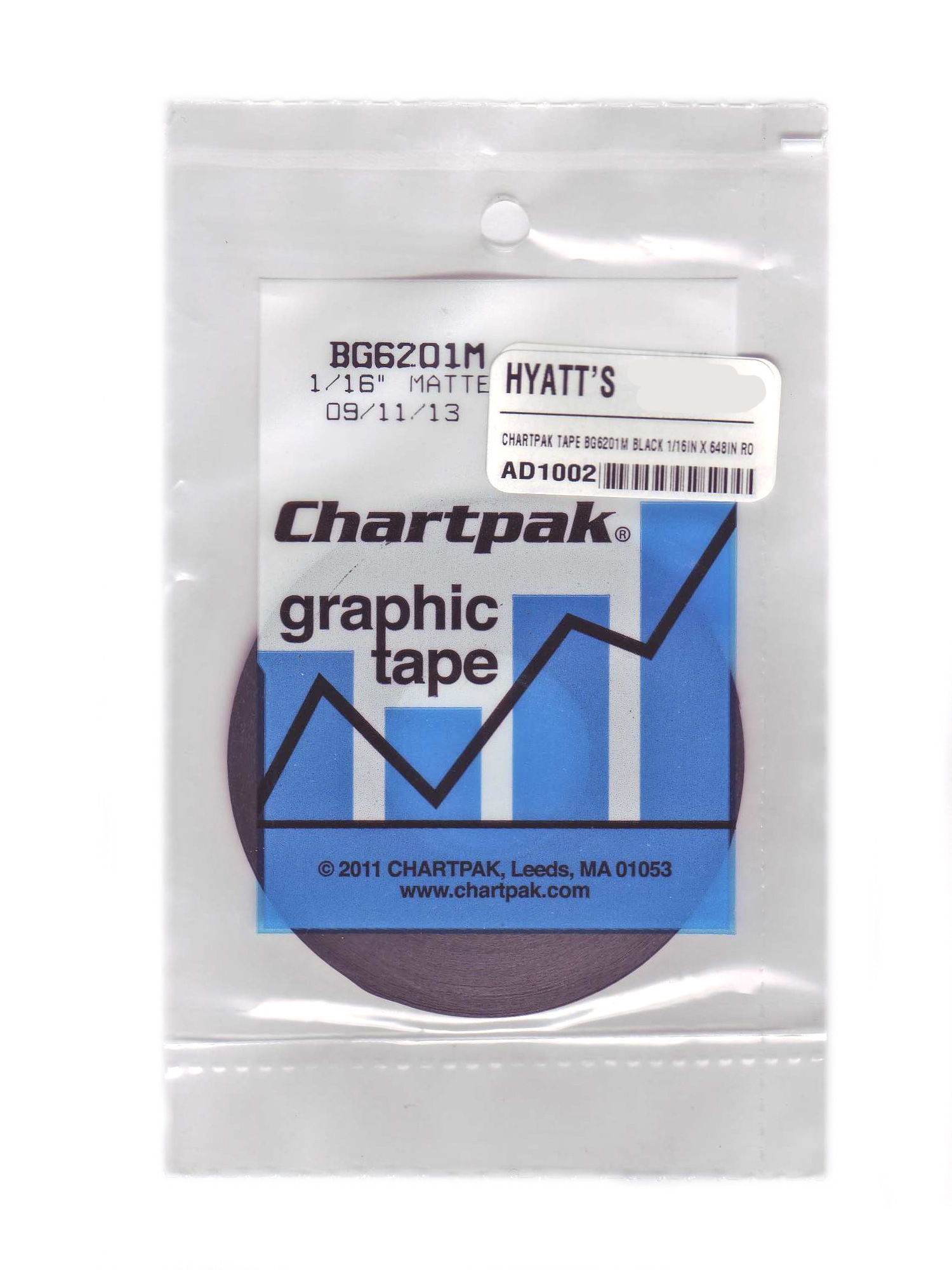 Chartpak Tape 1/16 in x 54 yd Roll Black