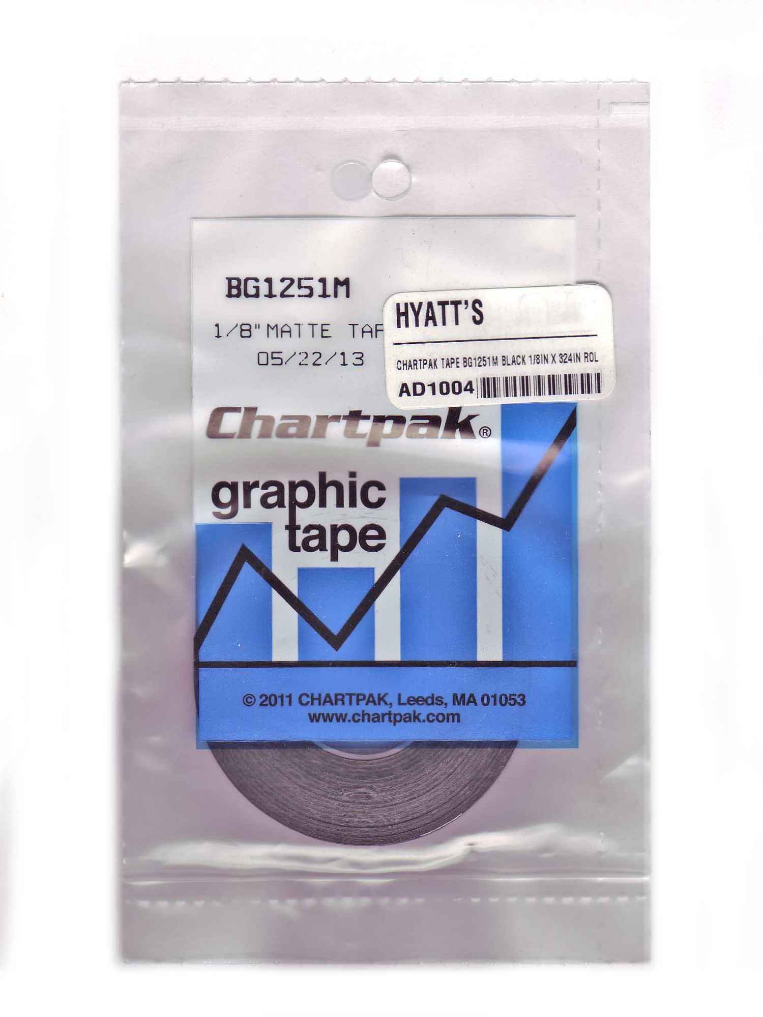 Chartpak Tape 1/8 in x 27 yd roll Black