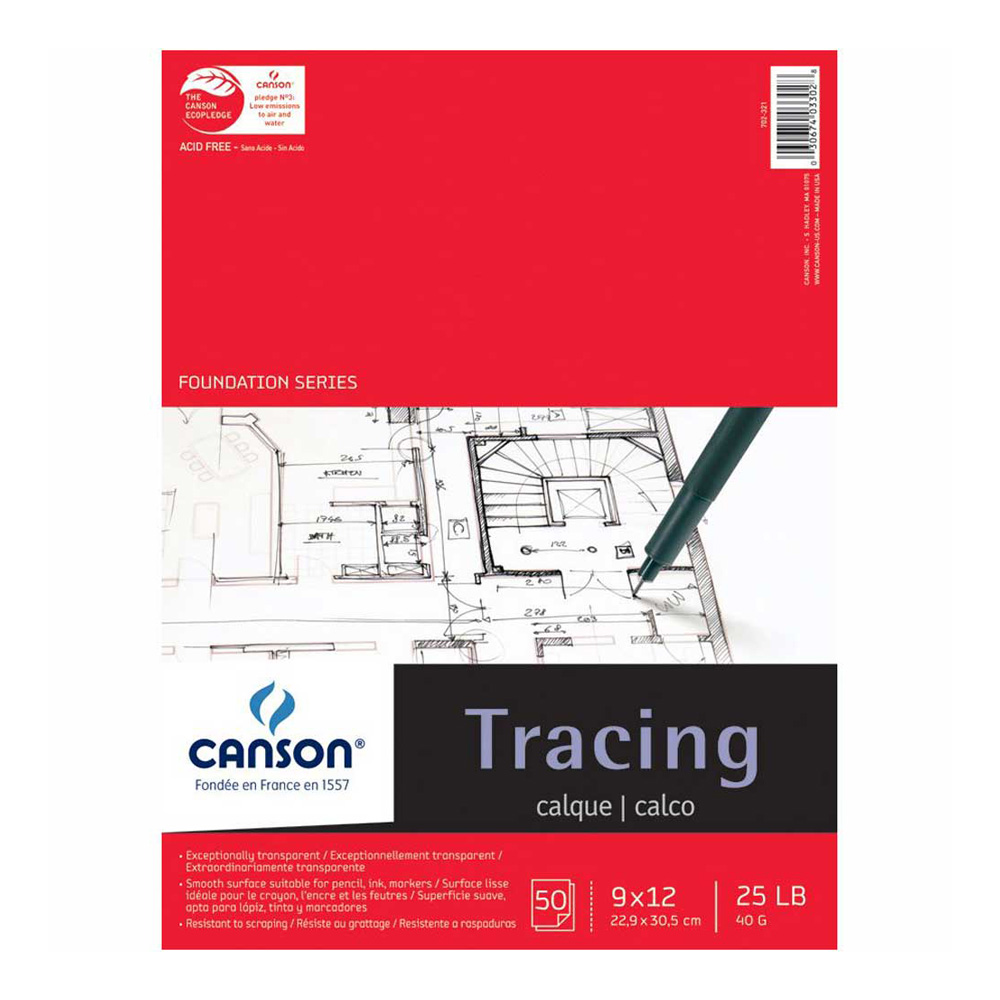 Canson Tracing Pad 50 Sheets 9X12 Inch