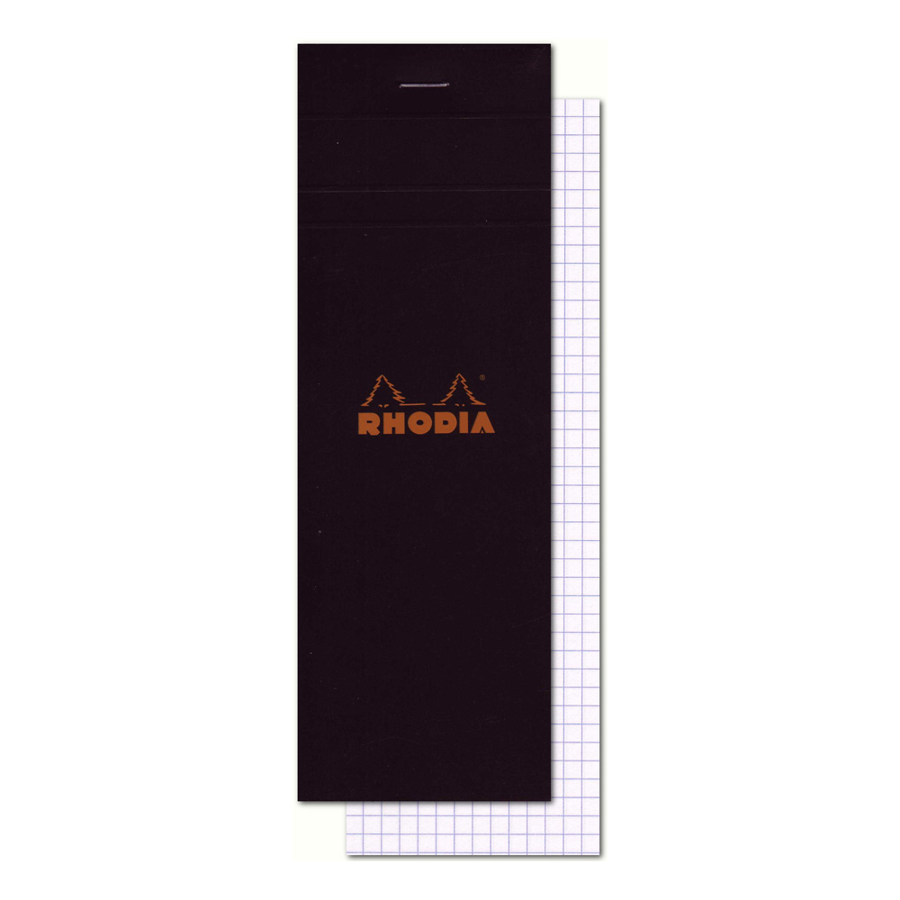 Rhodia Classic Black Notepad 3X8.25 Grid