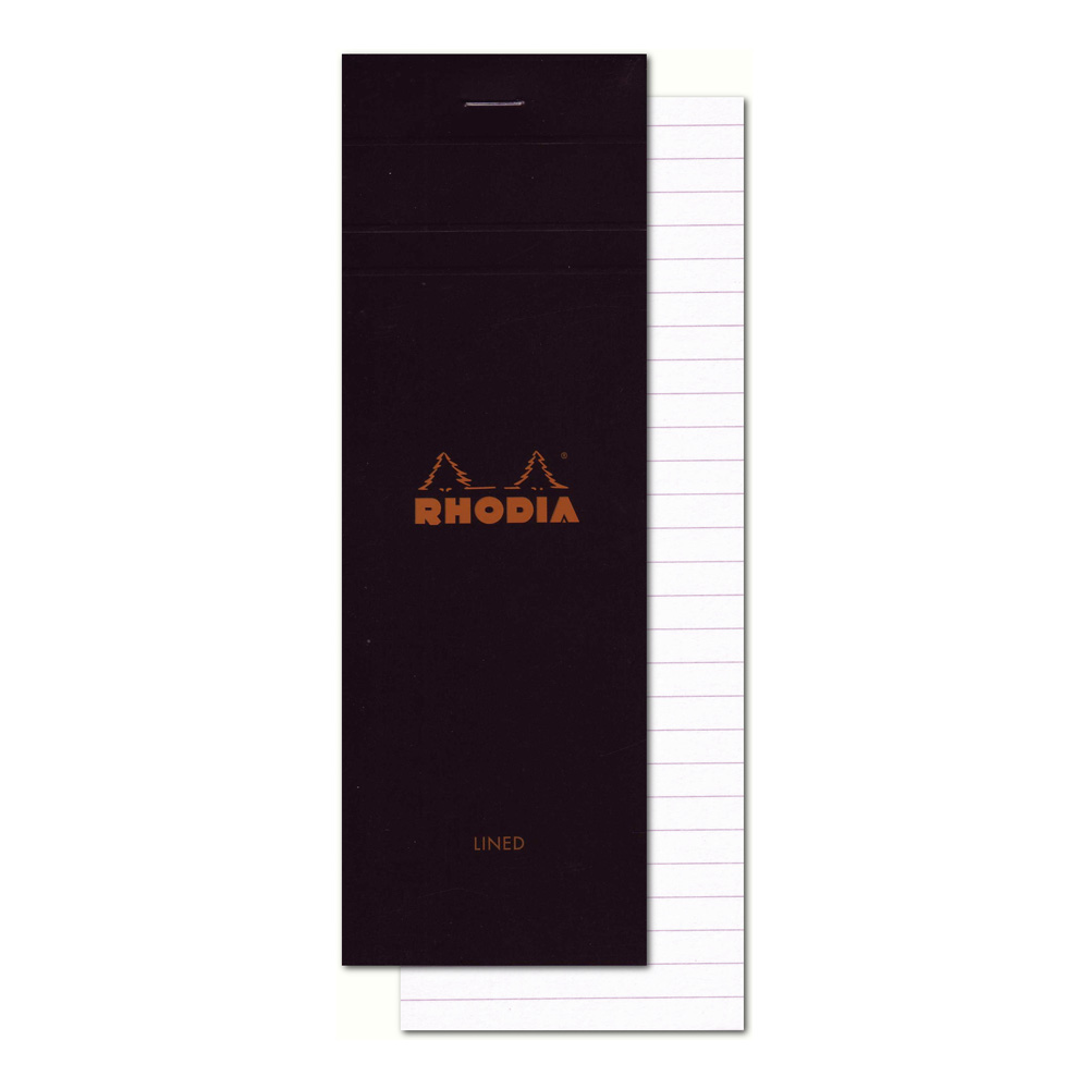 Rhodia Classic Black Notepad 3X8.25 Lined