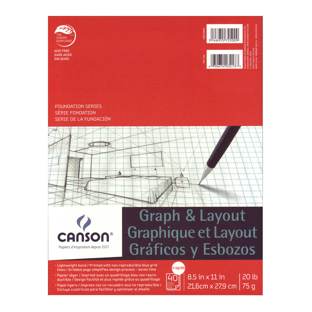 Canson Crossection Pad 40 Shts 8.5X11 4Sq