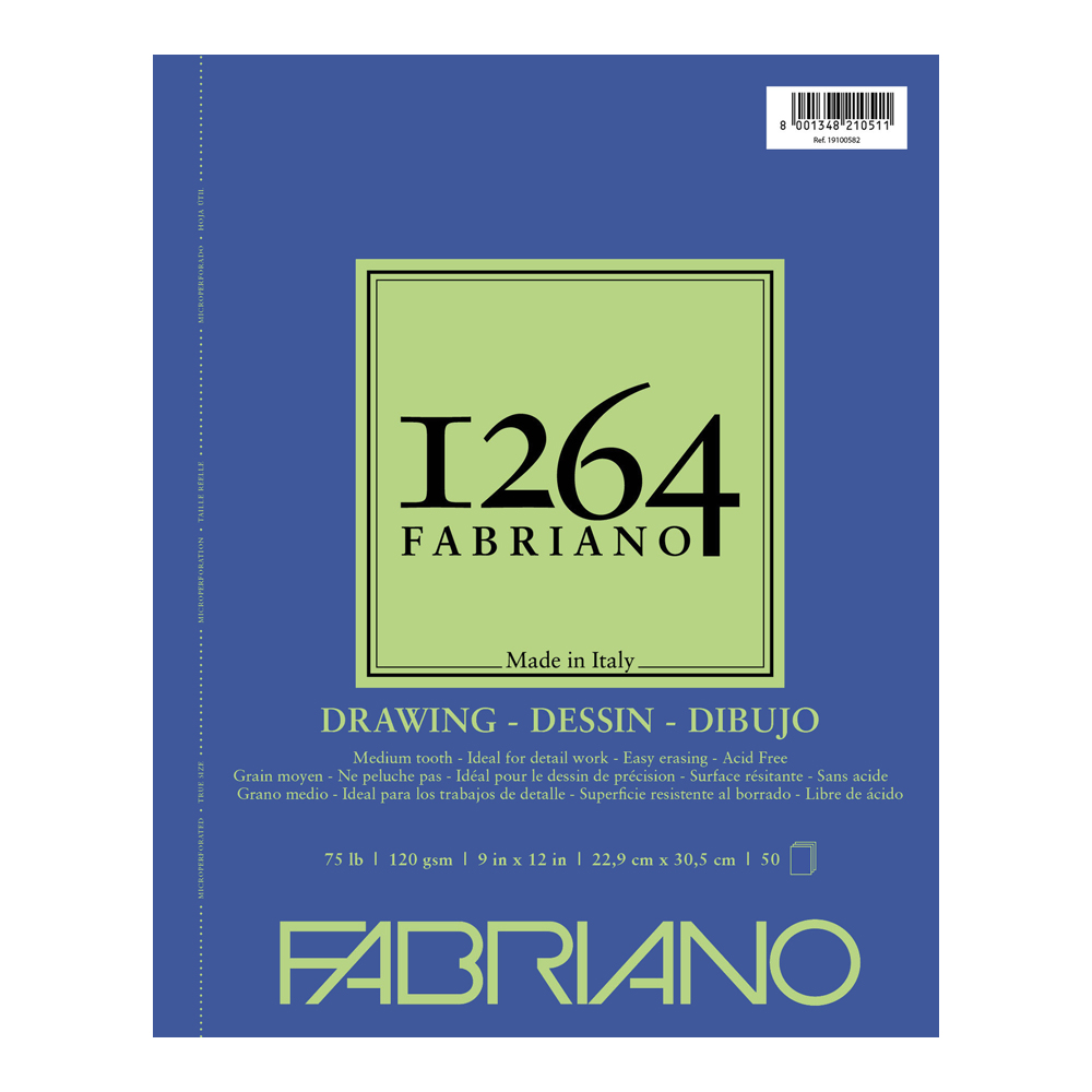 Fabriano 1264 Drawing Pad Spiral 75lb 9x12