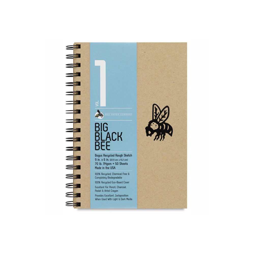 Big Black Bee Brown Recycled Sketch 6X9 Book