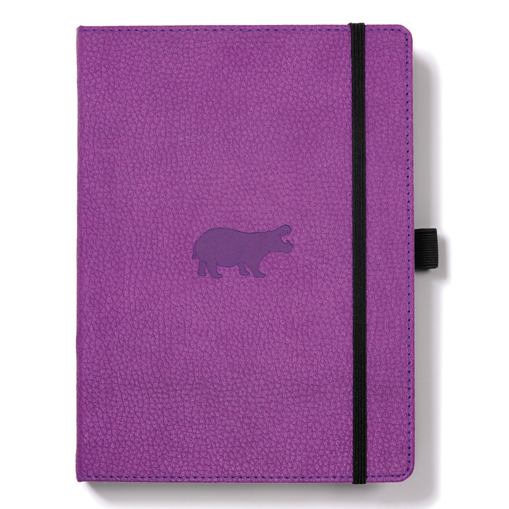 Dingbats A5 Purple Hippo Notebook Dotted