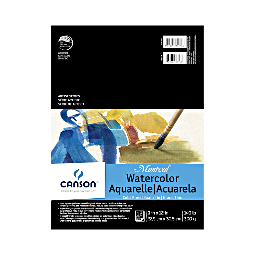 Montval 140Lb Watercolor Pad Taped 9X12