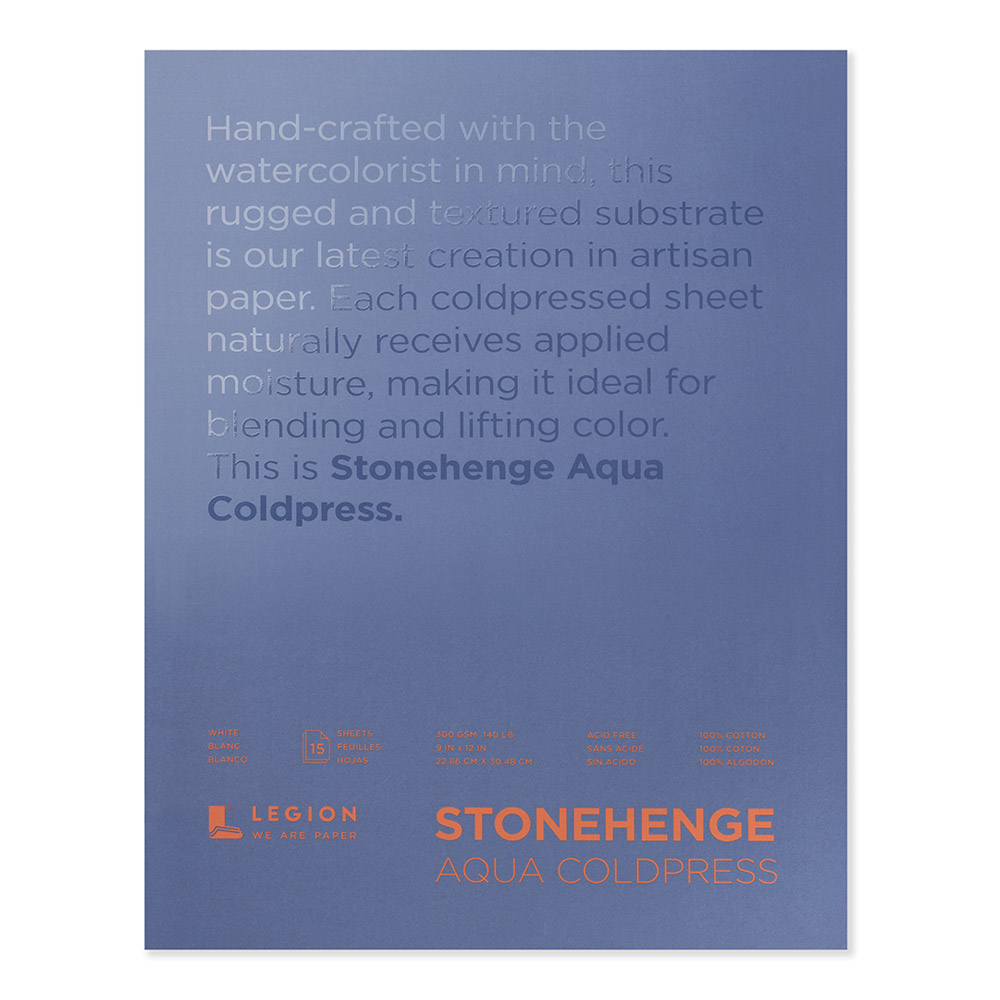 Stonehenge Aqua Cp Block 9X12 140Lb White
