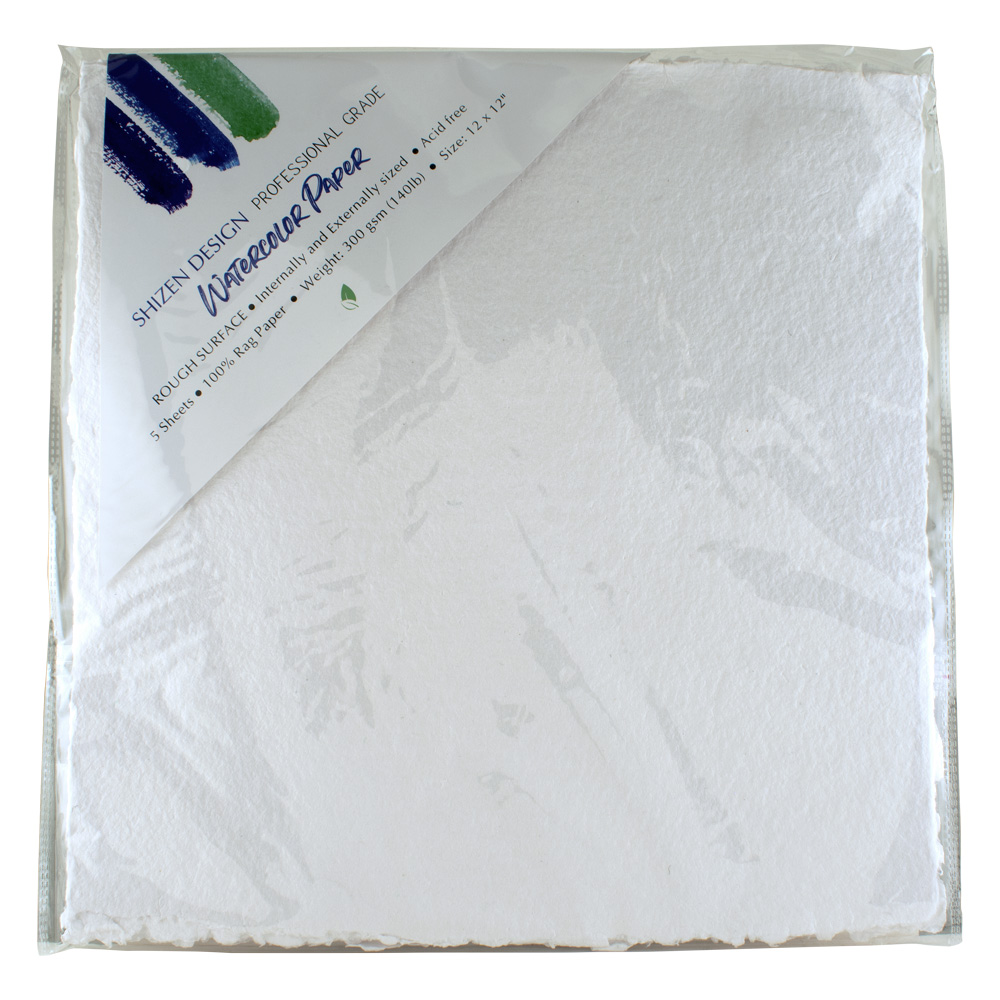 Shizen Watercolor Paper CP White 12X12 Pk/5