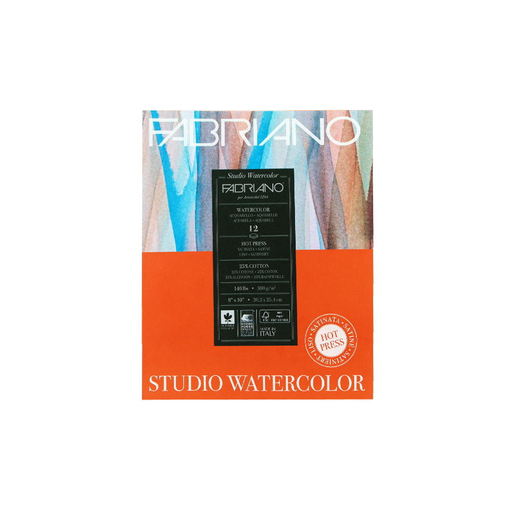 Studio Watercolor Pad 8X10 HP 140Lb 12 Shts