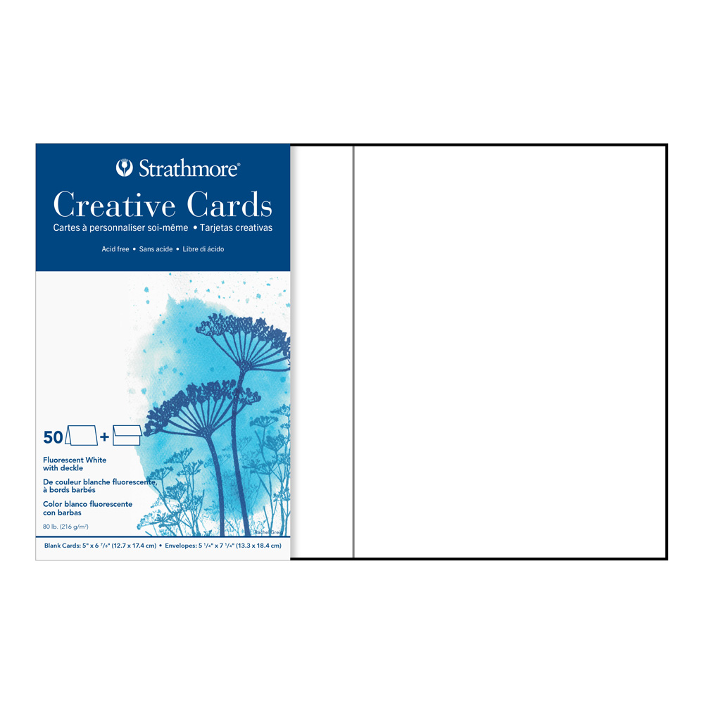 Strathmore Greeting Cards Flr White Pk/50