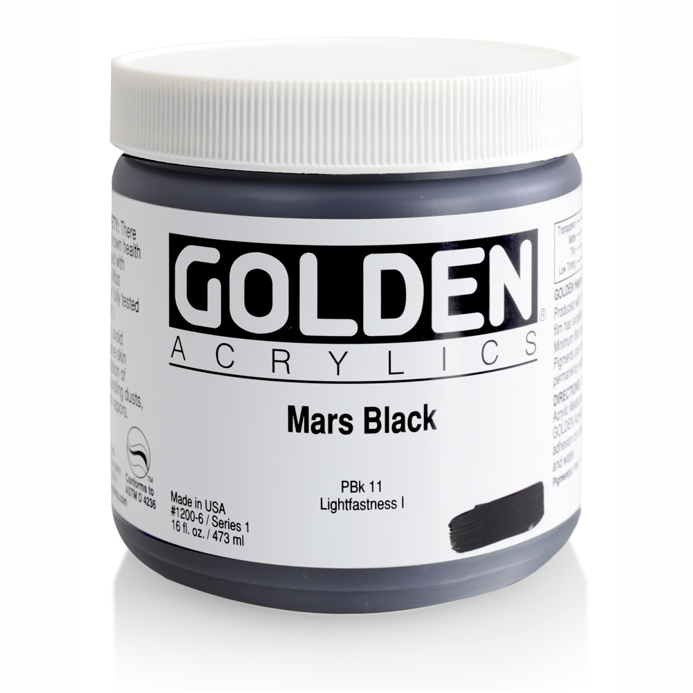 Golden Acrylic 16 oz Mars Black