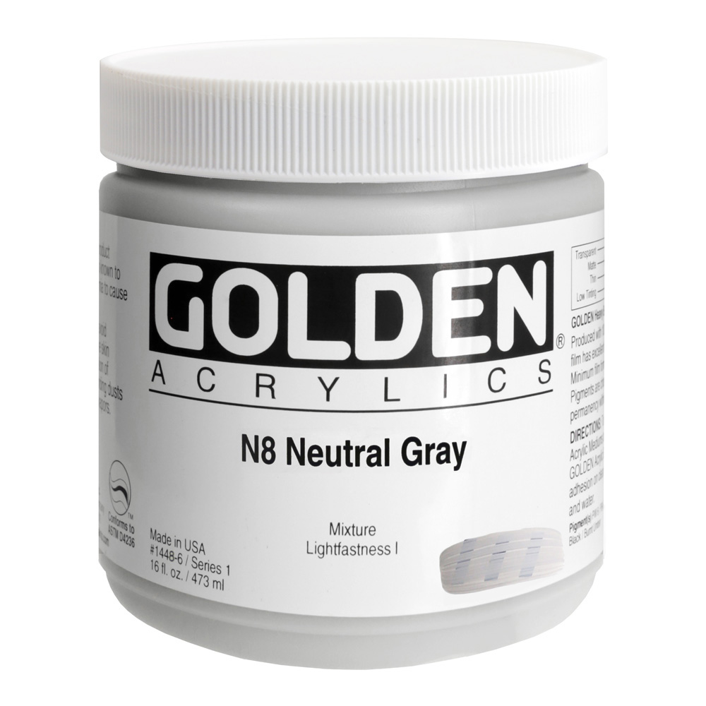 Golden Acrylic 16 oz Neutral Gray 8