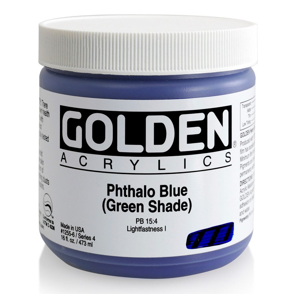 Golden Acrylic 16 oz Phthalo Blue Green Shade