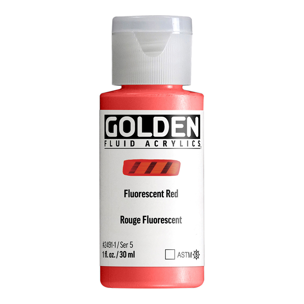 Golden Fluid Acrylic 1 oz Fluorescent Red