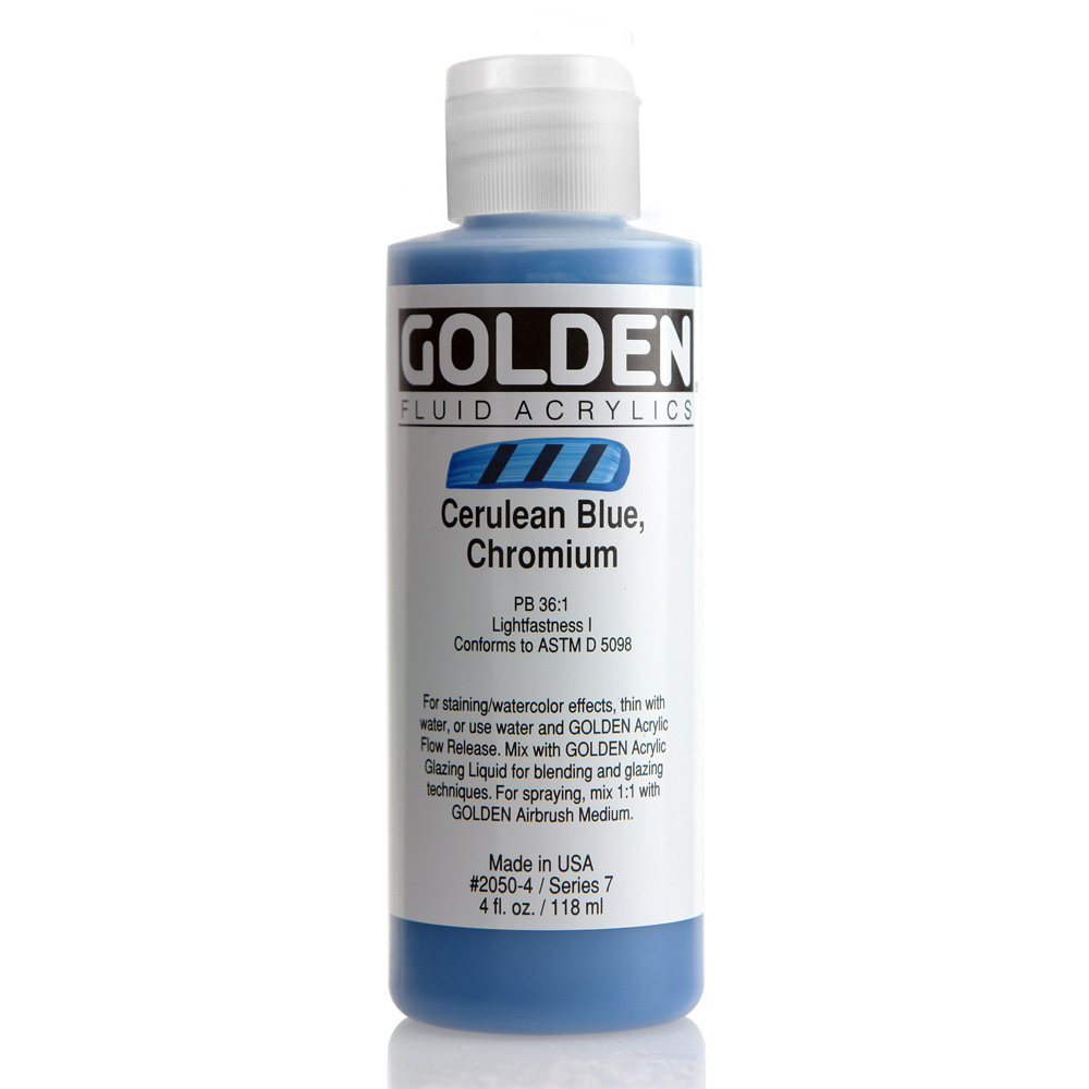 Golden Fluid Acrylic 4 oz Cerulean Blue Chr