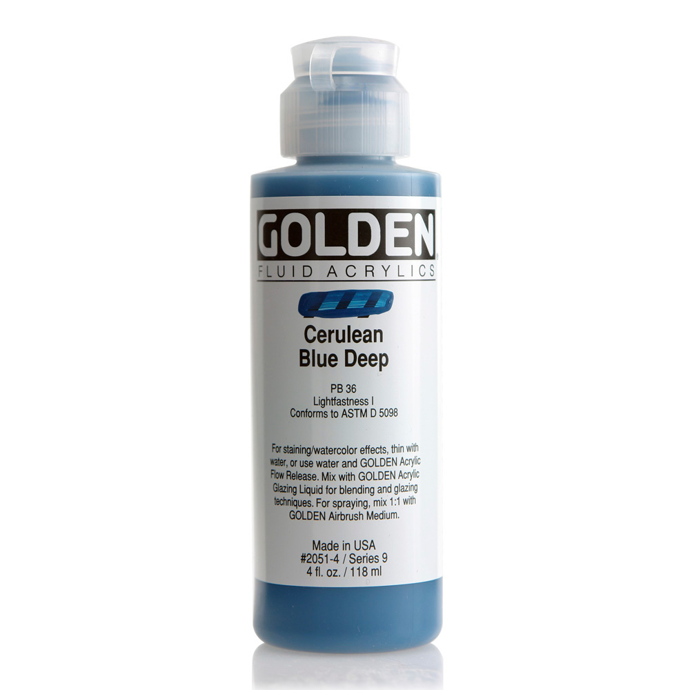 Golden Fluid Acrylic 4 oz Cerulean Blue Dp