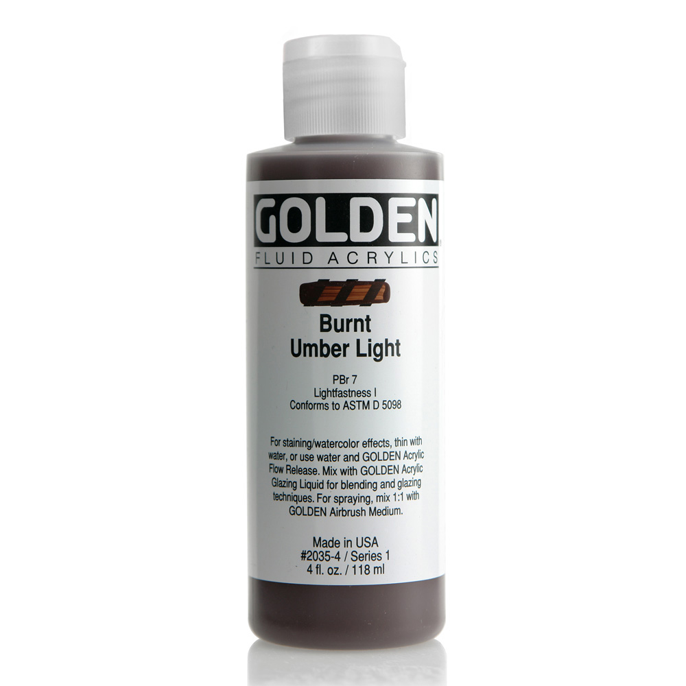 Golden Fluid Acrylic 4 oz Burnt Umber Lt