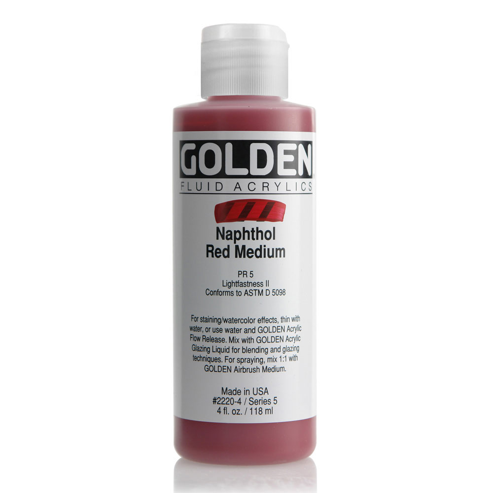 Golden Fluid Acrylic 4 oz Napthol Red Med