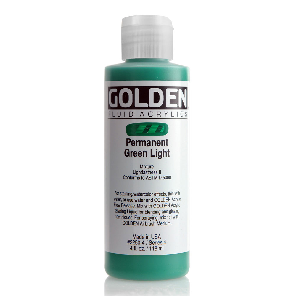Golden Fluid Acrylic 4 oz Permanent Green Lt