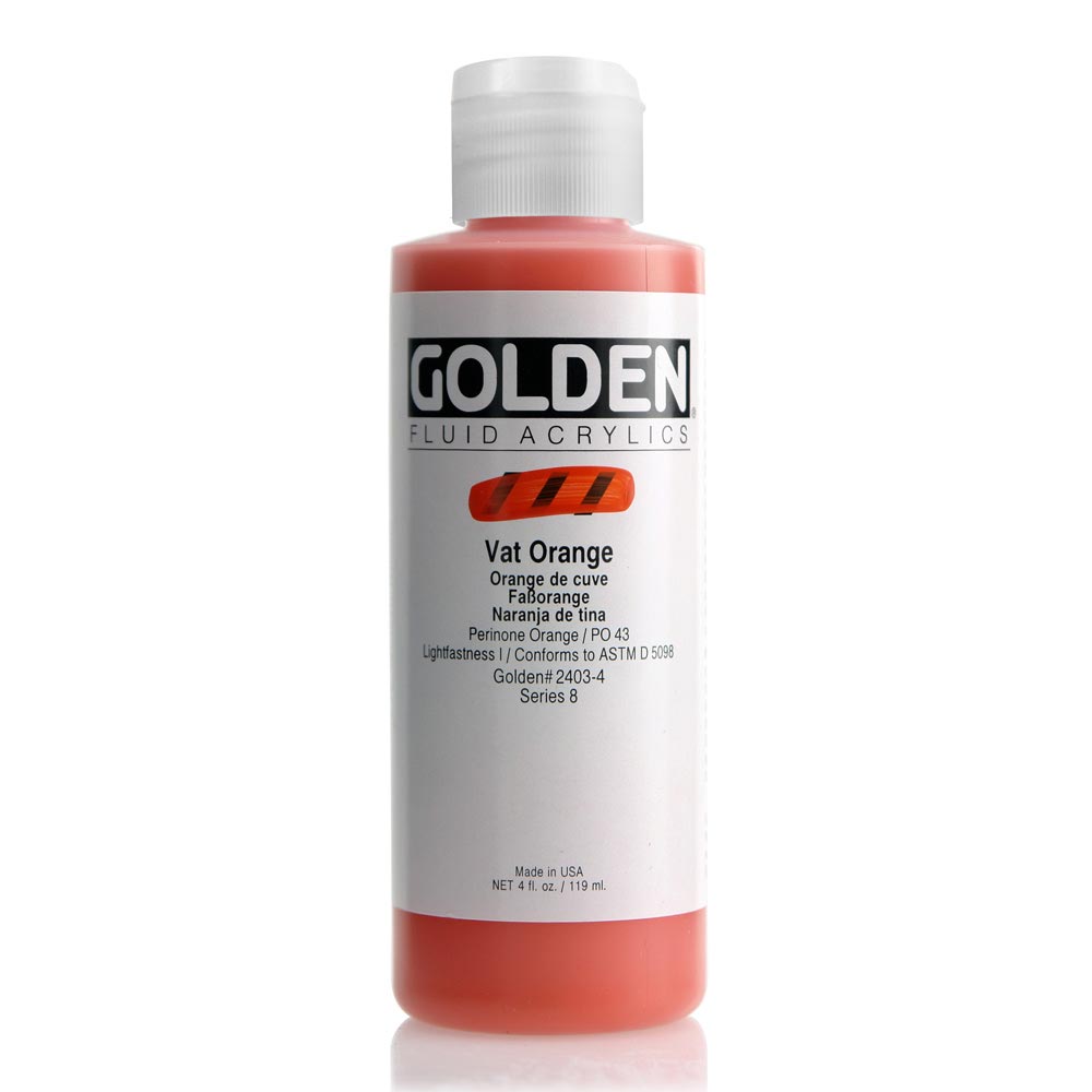 Golden Fluid Acrylic 4 oz Vat Orange