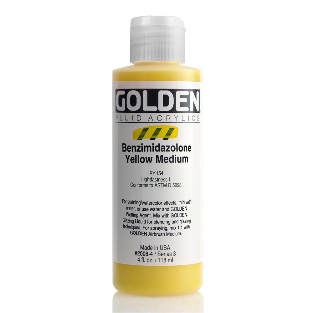 Golden Fluid Acrylic 4 oz Benzimid Yell Med