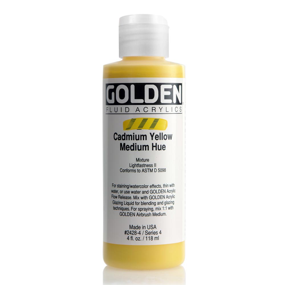 Golden Fluid Acrylic 4 oz Cad Yellow Med Hue