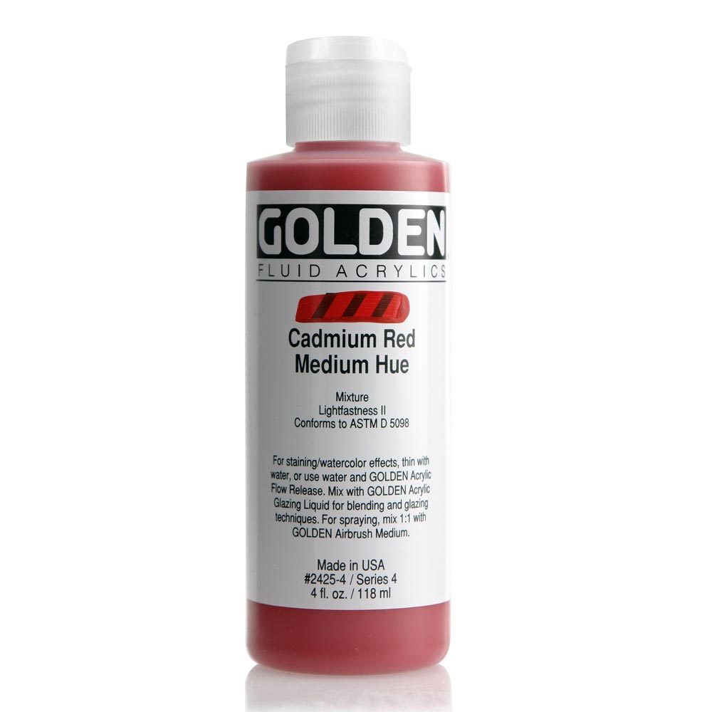 Golden Fluid Acrylic 4 oz Cad Red Med Hue