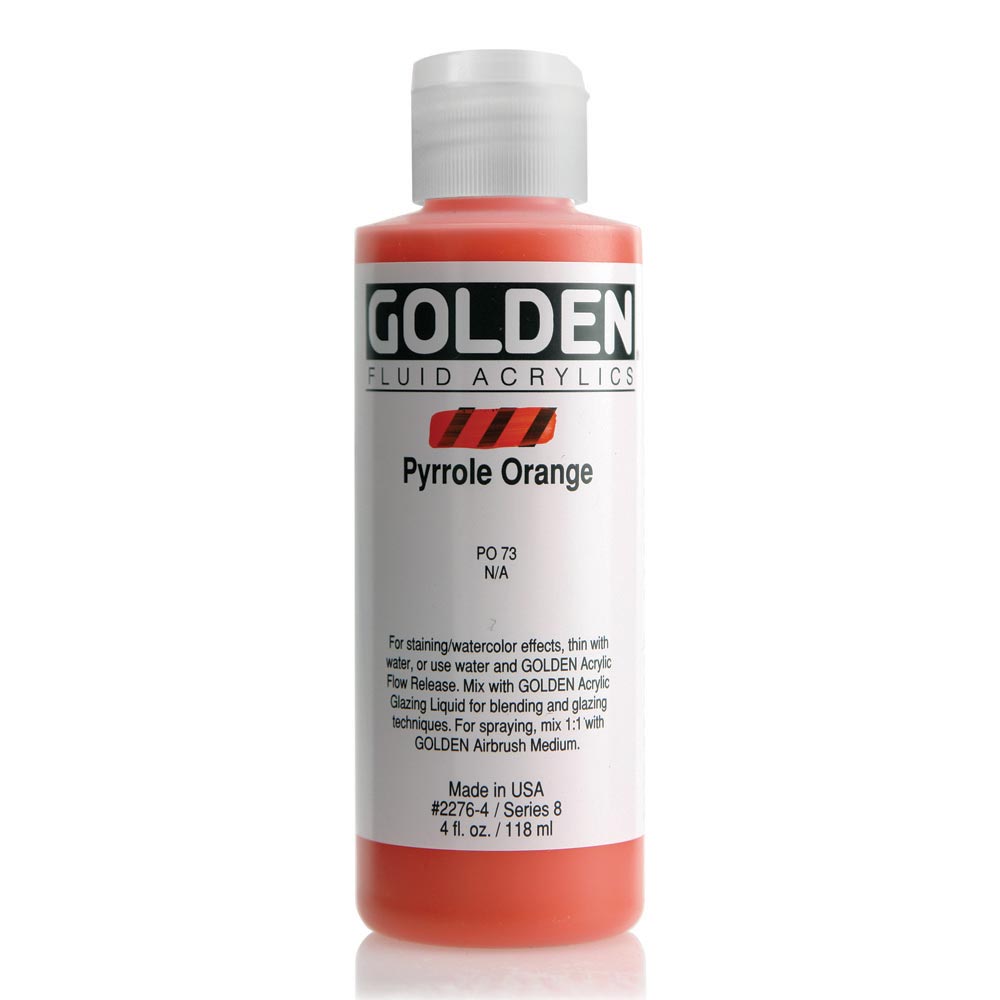 Golden Fluid Acrylic 4 oz Pyrrole Orange