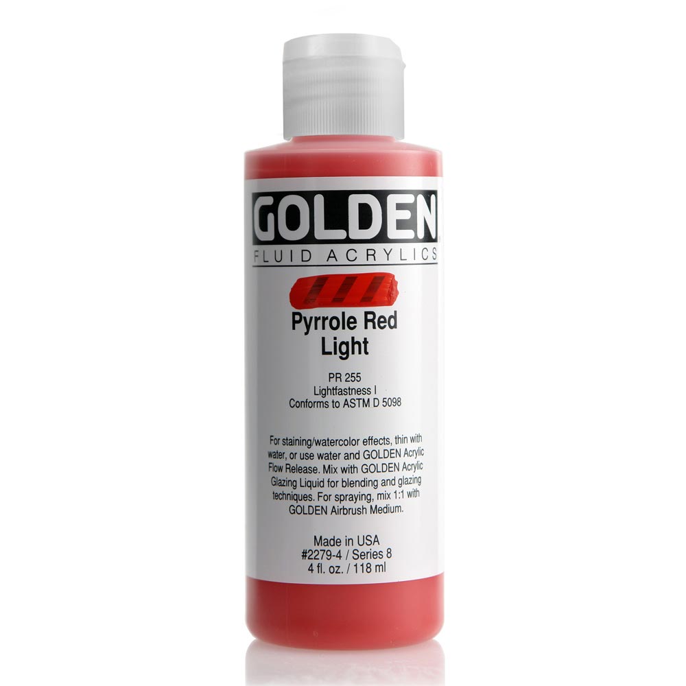 Golden Fluid Acrylic 4 oz Pyrrole Red Lt